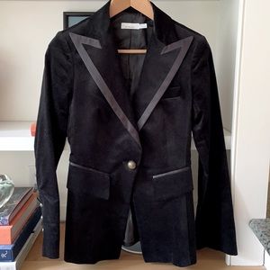 Pinko Black Velvet Blazer w/ Satin Trim